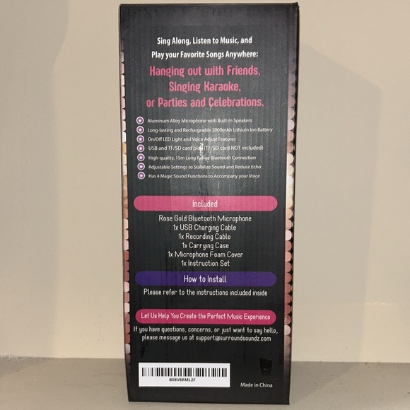 {Surround Soundz} Wireless Bluetooth Karaoke Microphone in Rose Gold PARTY, NEW - Picture 8 of 9